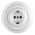Reblig - Porseleinen retro-wandcontactdoos met afdekraam SCHUKO 250V/16A wit