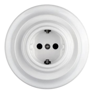 Reblig - Porseleinen retro-wandcontactdoos met afdekraam SCHUKO 250V/16A wit