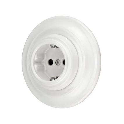 Reblig - Porseleinen retro-wandcontactdoos met afdekraam SCHUKO 250V/16A wit