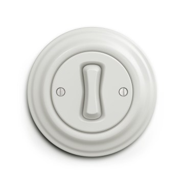 Reblig - Retro drukknop met omlijsting, wit keramiek
