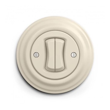Reblig - Retro dubbele drukknop met afdekraam beige