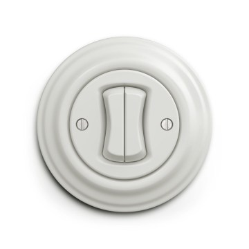 Reblig - Retro dubbele drukknop met rand, wit keramiek