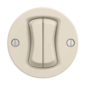Reblig - Retro dubbele drukschakelaar zonder afdekraam, beige