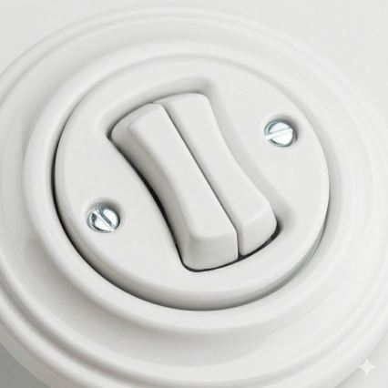 Reblig - Retro dubbele knop met afdekraam, sneeuwwit