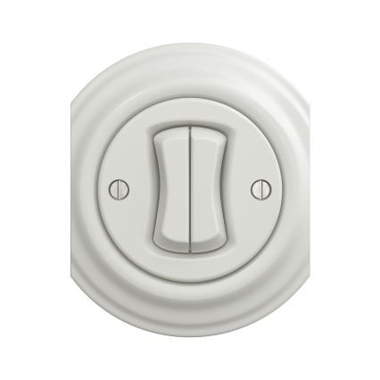 Reblig - Retro dubbele schakelaar zonder afdekraam keramisch wit