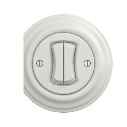 Reblig - Retro dubbele trappenlichtschakelaar zonder afdekraam nr. 6+6 keramisch wit