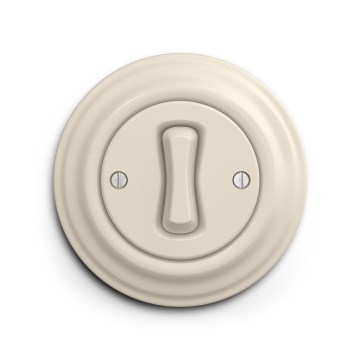 Reblig - Retro eenpolige schakelaar met afdekraam nr. 1, beige