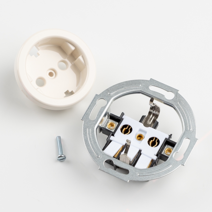 Reblig - Retro eenpolige schakelaar nr. 1 en SCHUKO-stopcontact 230V met beige afdekraam