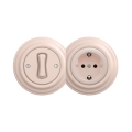 Reblig - Retro enkelepolige schakelaar nr. 1 en SCHUKO-stopcontact 230 V met oudroze afdekraam