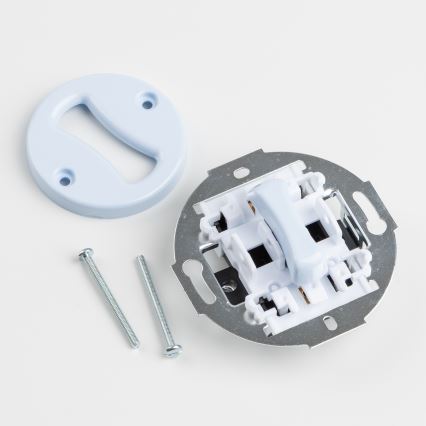 Reblig - Retro enkelpolige schakelaar nr. 1 en SCHUKO-stopcontact 230V met afdekraam, blauw