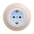 Reblig - Retro huishoudelijk stopcontact met afdekraam SCHUKO 230V/16A blauw/oudroze
