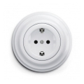 Reblig - Retro huishoudelijk stopcontact met afdekraam SCHUKO 230V/16A sneeuwwit