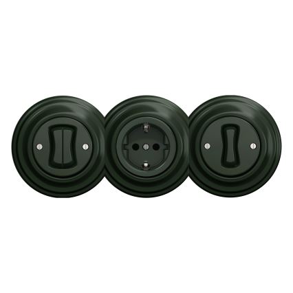 Reblig - Retro huishoudelijke wandcontactdoos zonder afdekraam SCHUKO 230V/16A groen