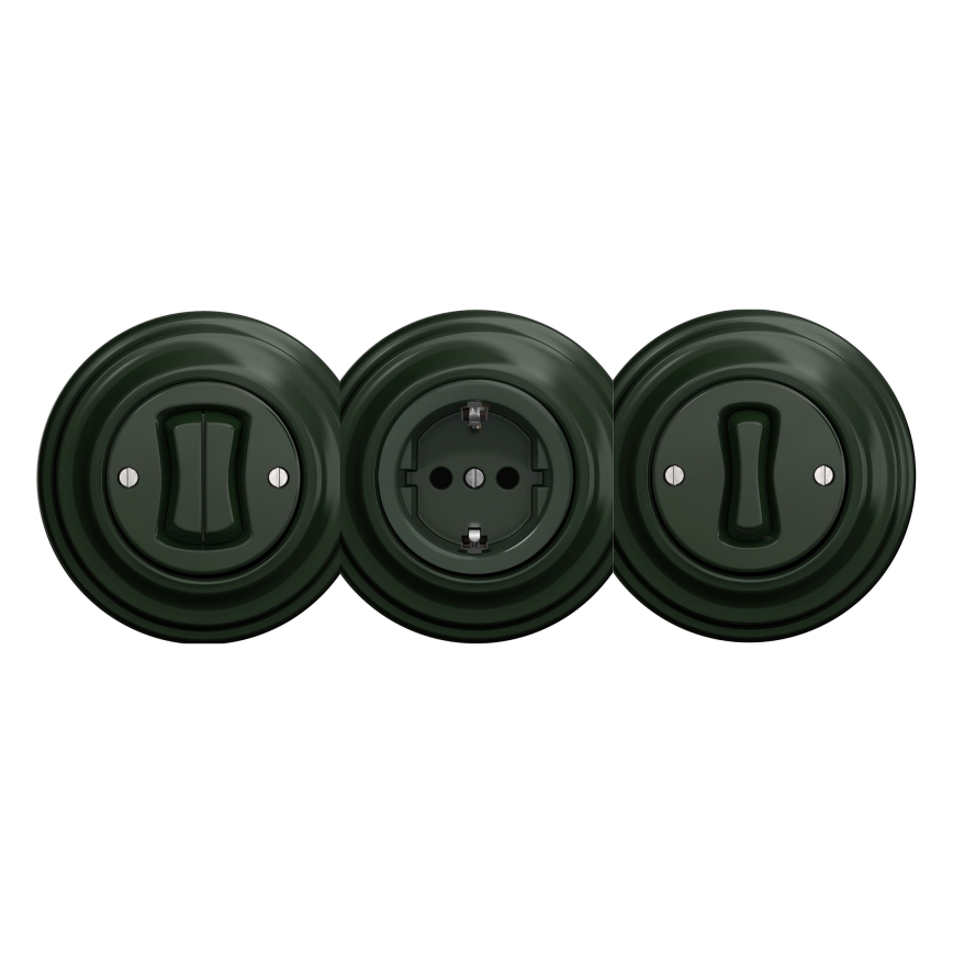 Reblig - Retro huishoudelijke wandcontactdoos zonder afdekraam SCHUKO 230V/16A groen