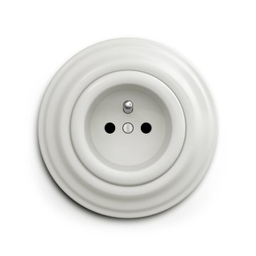 Reblig - Retro keramische wandcontactdoos met afdekraam, 230V, wit