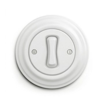 Reblig - Retro knop met omlijsting, sneeuwwit