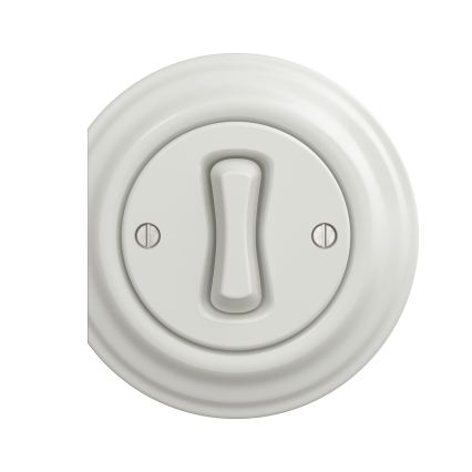 Reblig - Retro kruisschakelaar zonder afdekraam nr. 7 keramisch wit