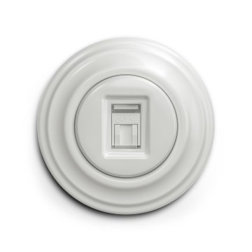 Reblig - Retro netwerkcontactdoos met keramische rand wit
