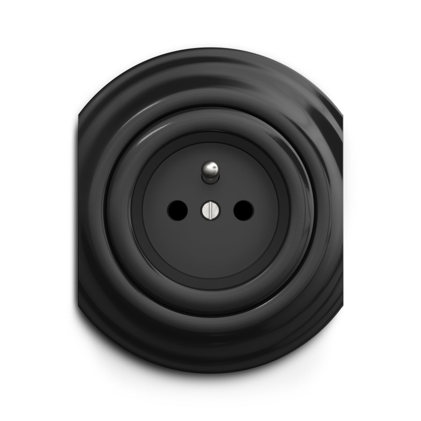 Reblig - Retro stopcontact zonder afdekraam 230V zwart