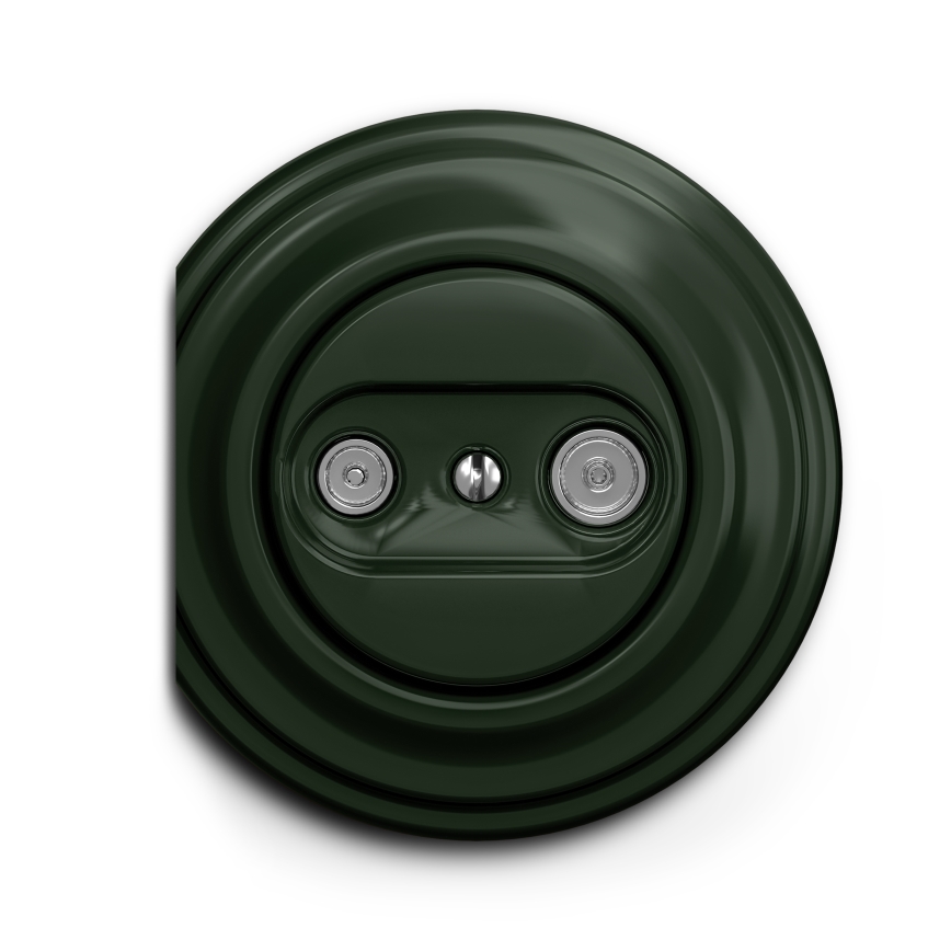Reblig - Retro TV+R-aansluitdoos (doorlopend) zonder afdekraam, groen
