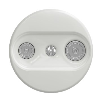 Reblig - Retro TV+R wandcontactdoos (doorverbonden) zonder afdekraam, keramisch wit