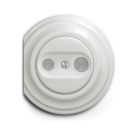 Reblig - Retro TV+R wandcontactdoos (doorverbonden) zonder afdekraam, keramisch wit