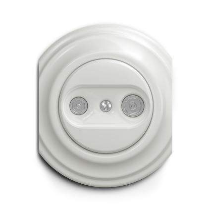 Reblig - Retro TV+R wandcontactdoos (doorverbonden) zonder afdekraam, keramisch wit