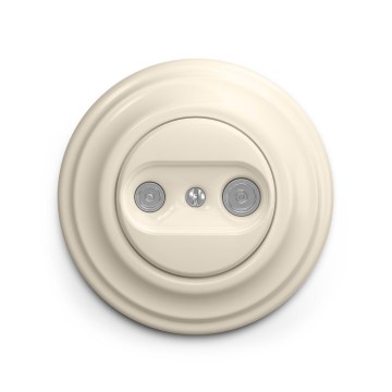 Reblig - Retro TV+radio wandcontactdoos (doorverbonden) met afdekraam, beige