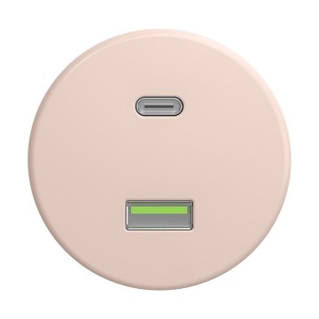Reblig - Retro USB-inbouwstopcontact A+C zonder afdekraam, oudroze