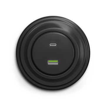 Reblig - Retro USB-stopcontact A+C met antraciet afdekraam