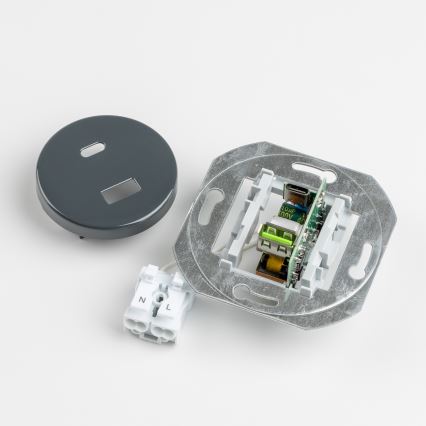 Reblig - Retro USB-stopcontact A+C met antraciet afdekraam