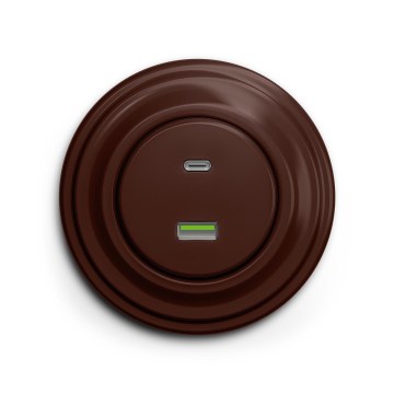 Reblig - Retro USB-stopcontact A+C met bruin frame