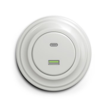 Reblig - Retro USB-stopcontact A+C met keramisch wit frame