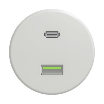 Reblig - Retro USB-stopcontact A+C, randloos, keramisch wit