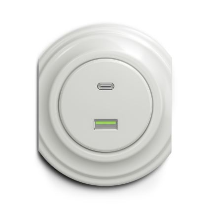 Reblig - Retro USB-stopcontact A+C, randloos, keramisch wit