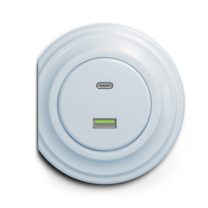 Reblig - Retro USB-stopcontact A+C zonder afdekraam blauw
