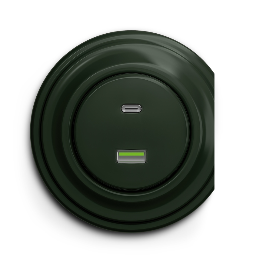 Reblig - Retro USB-stopcontact A+C zonder afdekraam, groen