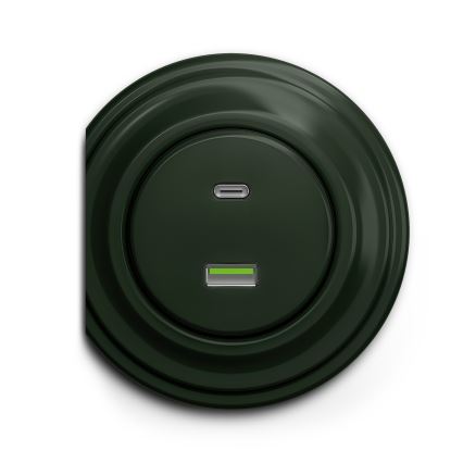 Reblig - Retro USB-stopcontact A+C zonder afdekraam, groen