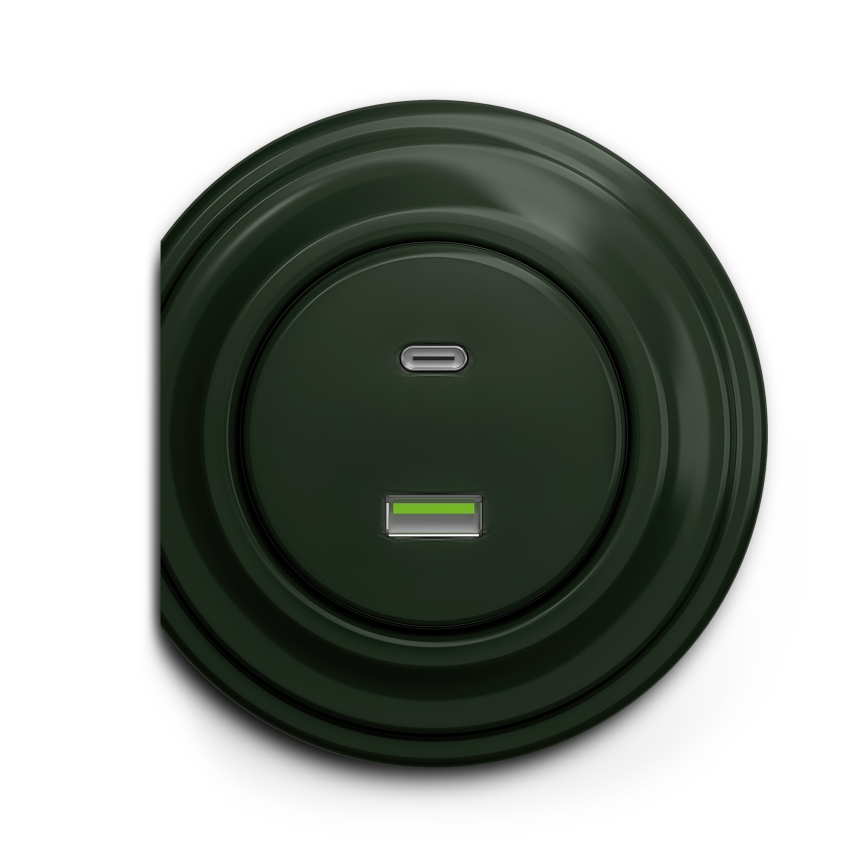 Reblig - Retro USB-stopcontact A+C zonder afdekraam, groen