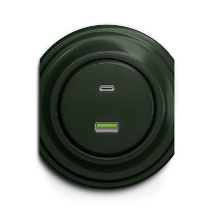 Reblig - Retro USB-stopcontact A+C zonder afdekraam, groen