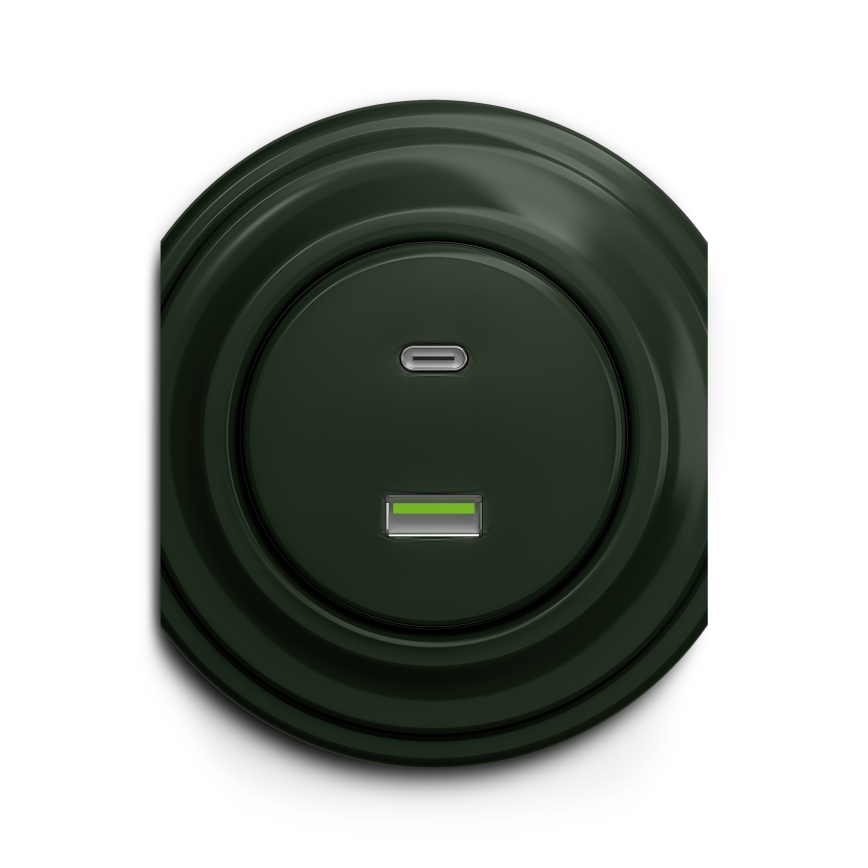 Reblig - Retro USB-stopcontact A+C zonder afdekraam, groen