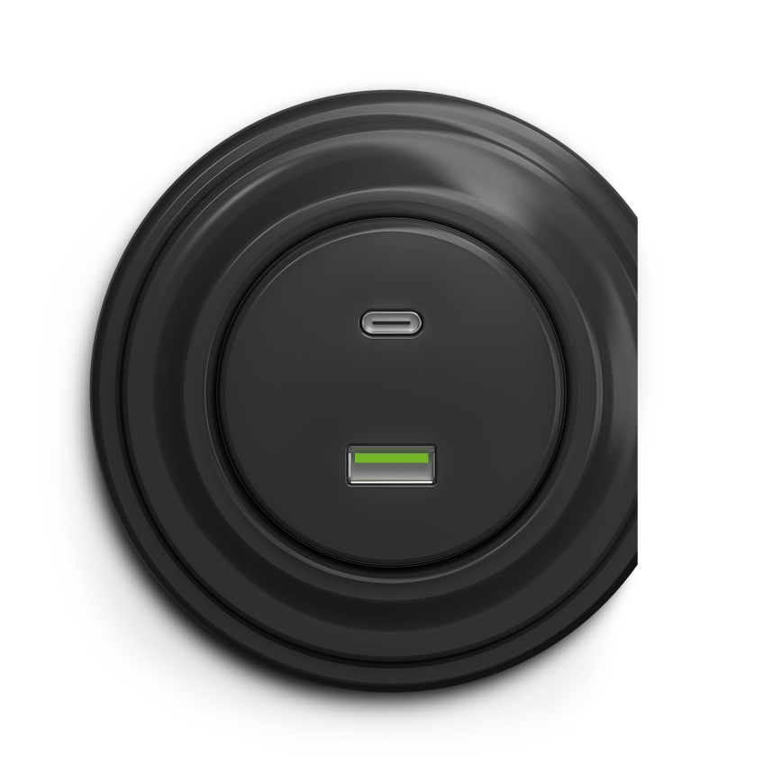 Reblig - Retro USB-stopcontact A+C zonder frame, antraciet