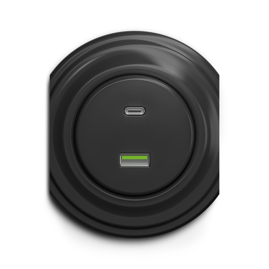 Reblig - Retro USB-stopcontact A+C zonder frame, antraciet