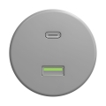 Reblig - Retro USB-stopcontact met USB-A en USB-C, randloos, grijs