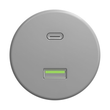 Reblig - Retro USB-stopcontact met USB-A en USB-C, randloos, grijs