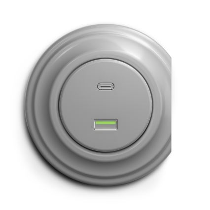 Reblig - Retro USB-stopcontact met USB-A en USB-C, randloos, grijs