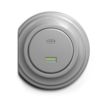 Reblig - Retro USB-stopcontact met USB-A en USB-C, randloos, grijs