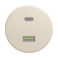 Reblig - Retro USB-stopcontact met USB-A en USB-C, zonder afdekraam, beige