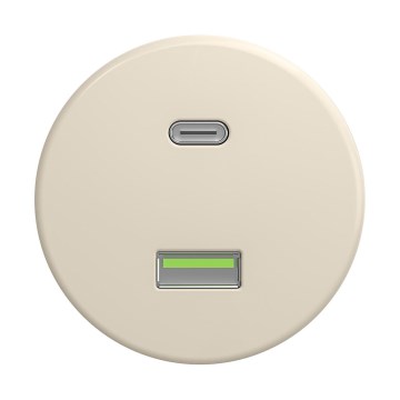 Reblig - Retro USB-stopcontact met USB-A en USB-C, zonder afdekraam, beige