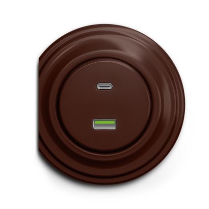 Reblig - Retro USB-stopcontact (USB-A en USB-C) zonder afdekraam, bruin